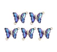 sourcing map 5 dijes de mariposa chapados en oro de cristal, colgantes de latón para hacer joyas, pulseras, collares, aretes, accesorios de teléfono, llavero, manualidades, azul, 21 x 18 mm