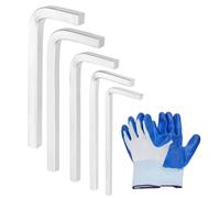 sourcing map 5 llaves de cabeza cuadrada en forma de L de 3/4/5/6/7 mm, acero al carbono, llave en L, 4 puntos, herramienta de reparación con guantes para reparación básica del hogar, proyectos de