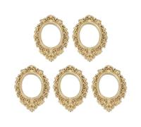 sourcing map 5 marcos de fotos de resina vintage, mini marco de fotos pequeño, rectangular, accesorio de exhibición de joyas para bricolaje, fotografía de mesa, decoración de boda, dorado, 1.3 x 1.1