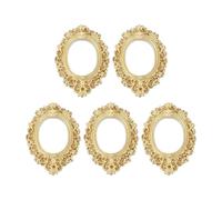 sourcing map 5 marcos de fotos de resina vintage, mini marco de fotos pequeño, rectangular, accesorio de exhibición de joyas para bricolaje, fotografía de mesa, decoración de boda, dorado, 0.9 x 0.8