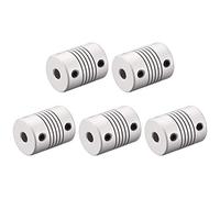 sourcing map 5 mm a 10 mm aleación de aluminio eje acoplamiento acoplador flexible Motor conector junta L25xD19 plata, 5 piezas
