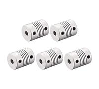 sourcing map 5 mm a 5 mm aleación de aluminio eje acoplamiento flexible acoplador motor conector junta L25xD19 plata, 5 piezas