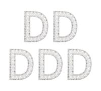 sourcing map 5 parches de letra D con perlas, diamantes de imitación de perlas A-Z, parches autoadhesivos para coser, apliques de letras con purpurina para ropa, tela, mochila, color blanco