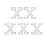 sourcing map 5 parches de perlas con letra X, parches autoadhesivos del alfabeto A-Z con diamantes de imitación para coser, calcomanías de letras con purpurina para ropa, tela, mochila, color blanco