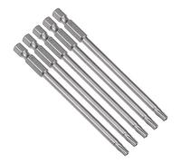 sourcing map 5 pcs T20 Puntas destornillador Torx de seguridad magnética de 100mm de longitud vástago hexagonal de 1/4"