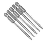 sourcing map 5 pcs vástago hexagonal de 1/4" T10 Puntas de Destornillador Torx de seguridad magnéticos 75mm de longitud