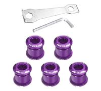 sourcing map 5 pernos de anillo de cadena doble M8 de aleación de aluminio para bicicleta, tornillos de rueda de cadena con llaves de montaña para bicicleta de carretera, bicicleta de montaña, color