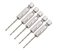 sourcing map 5 Piezas Alta Velocidad Acero Hexagonal Vástago Helicoidal Taladro, 1,5mm Perforación Diámetro con 1/4 Pulgadas Hexagonal Vástago 60mm Largo