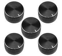 sourcing map 5 piezas de 30 x 17 mm de aleación de aluminio potenciómetro control de volumen, perilla giratoria de eje moleteado negro, para perilla de volumen de guitarra de eje de 6 mm de diámetro.