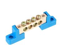 sourcing map 5 piezas de 4 posiciones, diseño de puente, barra de bus de terminales, tornillo de alambre de latón para distribución eléctrica, azul, 78 x 12 x 22 mm
