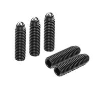 sourcing map 5 piezas de émbolo de bola de rosca de tornillo M12 x 40 mm, acero de alto carbono, hexagonal, bola de émbolo de resorte para herramientas neumáticas de lubricación, color negro
