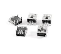 sourcing map 5 piezas Mini USB tipo B hembra 5 pin conector en ángulo recto para salsas Jack