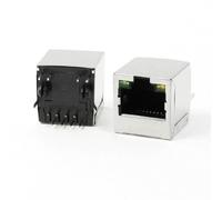 sourcing map 5 Piezas RJ45 8P8C PCB Desequilibrados 2 LED Soporte Vertical Conectores de Ethernet Llaves de Vaso
