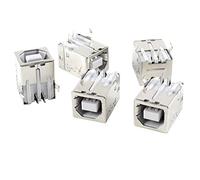 sourcing map 5 piezas USB hembra tipo-B 4 pin 90 Degree PCB Jack conector para salsas de vaso