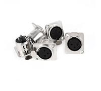 sourcing map 5 Piezas XLR 3-Pin Hembra Chasis Panel Montaje Enchufe Plateado Negro