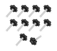 sourcing map 5 pomos de estrella de 1/10.2 cm-20, perno roscado de plástico macho de 1.5 pulgadas, perilla de repuesto para herramientas de muebles industriales, abrazaderas de plantilla, color negro