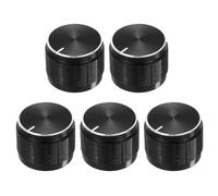 sourcing map 5 pomos de potenciómetro de aluminio moleteado de tono negro de 6 mm de diámetro, perilla giratoria de 17 mm x 13 mm de control de volumen