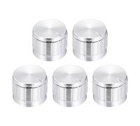 sourcing map 5 pomos de potenciómetro de aluminio plateado de 6 mm de diámetro, perilla giratoria de 21 mm x 17 mm para control de volumen de guitarra
