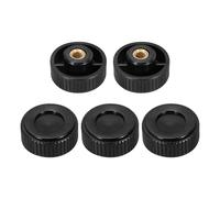 sourcing map 5 pomos rectos moleteados M8 rosca hembra de 38 mm de cabeza de plástico sin agujero pasante, asas de sujeción atornilladas de latón, mango brillante roscado, perilla de apriete a mano