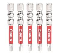 sourcing map 5 puntas de destornillador de cabeza Torx TT25 de 1/4 de pulgada, vástago hexagonal de 2 pulgadas de largo, magnéticas, a prueba de manipulaciones, 6 puntos, destornilladores industriales