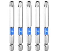 sourcing map 5 puntas de destornillador de cabeza Torx TT40 de 0.25 | Destornilladores magnéticos de acero industrial S2 con punta de agujero