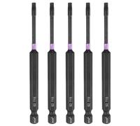 sourcing map 5 puntas de destornillador de impacto de cabeza Torx T15, vástago hexagonal de 100 mm de largo, magnéticas, sin agujeros, a prueba de manipulaciones, 6 puntos, destornillador de estrella