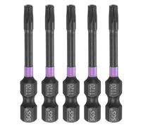 sourcing map 5 puntas de destornillador de impacto de cabeza Torx TT20 de 1/4 pulgadas, vástago hexagonal de 50 mm de largo, magnéticas, a prueba de manipulaciones, 6 puntos, destornillador de