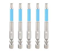 sourcing map 5 puntas de destornillador de impacto hexagonales de 4 mm (H4.0), cabeza plana magnética, vástago hexagonal de 1/4 pulgadas, 75 mm de largo, chapado en cromo, brocas hexagonales de acero