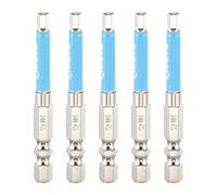 sourcing map 5 puntas de destornillador de impacto hexagonales de 4 mm (H4.0), cabeza plana magnética, vástago hexagonal de 65 mm de largo, chapado en cromo, brocas hexagonales de acero S2