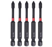 sourcing map 5 puntas de destornillador de impacto Phillips PH1 de 1/4 pulgadas, vástago hexagonal de 2.8 pulgadas de largo, brocas magnéticas de cabeza cruzada S2 de acero industrial para