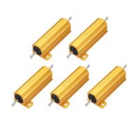 sourcing map 5 resistencias de carcasa de aluminio de 50 W, 60 ohmios, 5 %, resistencias enrolladas de alambre, montaje en chasis, color dorado