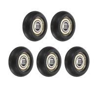 sourcing map 5 rodillos de polea guía de nailon 608ZZ con rodamiento de bolas, ruedas redondas de 8 x 32 x 12 mm, blindados de metal (GCr15), rodamientos de acero cromado, color negro
