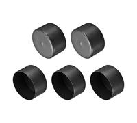 sourcing map 5 tapas de goma de 90 mm de diámetro interior de vinilo de PVC redondo de tubo protector de rosca negro
