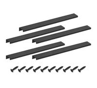 sourcing map 5 tiradores de dedo, manijas ocultas de aluminio de 300 mm, modernos tiradores de pestaña ocultas para cocina, muebles, armario, color negro