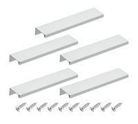 sourcing map 5 tiradores de dedo, tiradores ocultos de aluminio de 150 mm, tiradores modernos de pestaña oculta para cocina, muebles, armario, color plateado