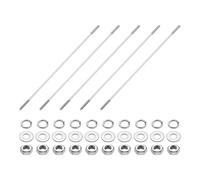 sourcing map 5 tornillos de doble extremo, M3 x 150 mm, acero inoxidable 304, pernos de varilla de doble rosca con tuercas y arandelas planas y de bloqueo, perno roscado de doble extremo para