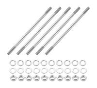 sourcing map 5 tornillos de doble extremo, M6 x 130 mm, acero inoxidable 304, pernos de varilla de doble rosca con tuercas y arandelas planas y de bloqueo, perno roscado de doble extremo para