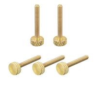 sourcing map 5 tornillos de latón moleteados para pulgar, M3 x 25 mm, tornillos de agarre plano para electrónica, mecánica