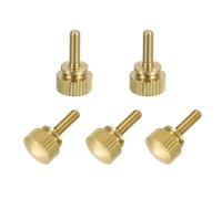 sourcing map 5 tornillos de latón moleteados, pernos de hombro M3 x 10 mm, pernos de agarre escalonado, tornillos de latón macizo moleteados con diamante para electrónica, mecánica