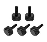 sourcing map 5 tornillos de pulgar moleteados de cabeza plana M3 x 10 mm, aleación de aluminio sólido, totalmente roscados, para cajas de computadora, tarjetas gráficas, color negro