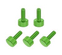 sourcing map 5 tornillos de pulgar moleteados de cabeza plana M4 x 16 mm, aleación de aluminio sólido, totalmente roscados, para cajas de computadora, tarjetas gráficas, color verde militar