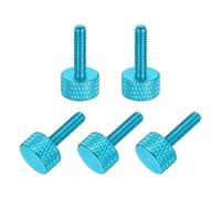 sourcing map 5 tornillos de pulgar moleteados de cabeza plana M4 x 16 mm, aleación de aluminio sólido, totalmente roscados, para cajas de computadora, tarjetas gráficas, color azul lago