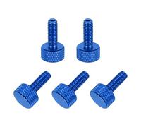 sourcing map 5 tornillos de pulgar moleteados de cabeza plana M4 x 16 mm, aleación de aluminio sólido, totalmente roscados, para cajas de computadora, tarjetas gráficas, color azul oscuro