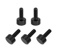 sourcing map 5 tornillos de pulgar moleteados de cabeza plana M4 x 16 mm, aleación de aluminio sólido, totalmente roscados, para cajas de computadora, tarjetas gráficas, color negro