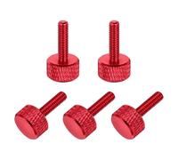 sourcing map 5 tornillos de pulgar moleteados de cabeza plana M4 x 16 mm, aleación de aluminio sólido, totalmente roscados, para cajas de computadora, tarjetas gráficas, color rojo