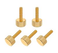 sourcing map 5 tornillos de pulgar moleteados de cabeza plana M4 x 16 mm, aleación de aluminio sólido, totalmente roscados, para cajas de computadora, tarjetas gráficas, color dorado