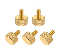 sourcing map 5 tornillos de pulgar moleteados de cabeza plana M4 x 8 mm, aleación de aluminio sólido, totalmente roscados, para cajas de computadora, tarjetas gráficas, color dorado