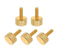 sourcing map 5 tornillos moleteados de cabeza plana M3 x 10 mm, aleación de aluminio sólido, totalmente roscados, tornillos de tornillo de pulgar para cajas de computadora, tarjetas gráficas, color