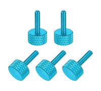 sourcing map 5 tornillos moleteados de cabeza plana M3 x 10 mm, aleación de aluminio sólido, totalmente roscados, tornillos de tornillo de pulgar para cajas de computadora, tarjetas gráficas, color