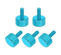 sourcing map 5 tornillos moleteados de cabeza plana M3 x 8 mm, aleación de aluminio sólido, totalmente roscados, tornillos de tornillo de pulgar para cajas de computadora, tarjetas gráficas, color
